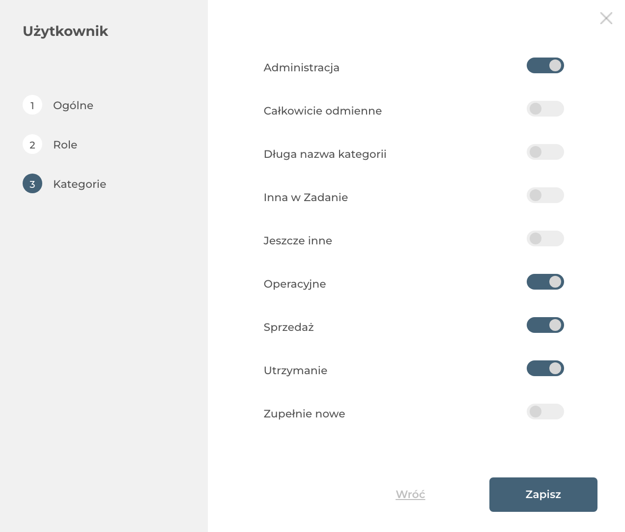 Przypisywanie kategorii do użytkowników
